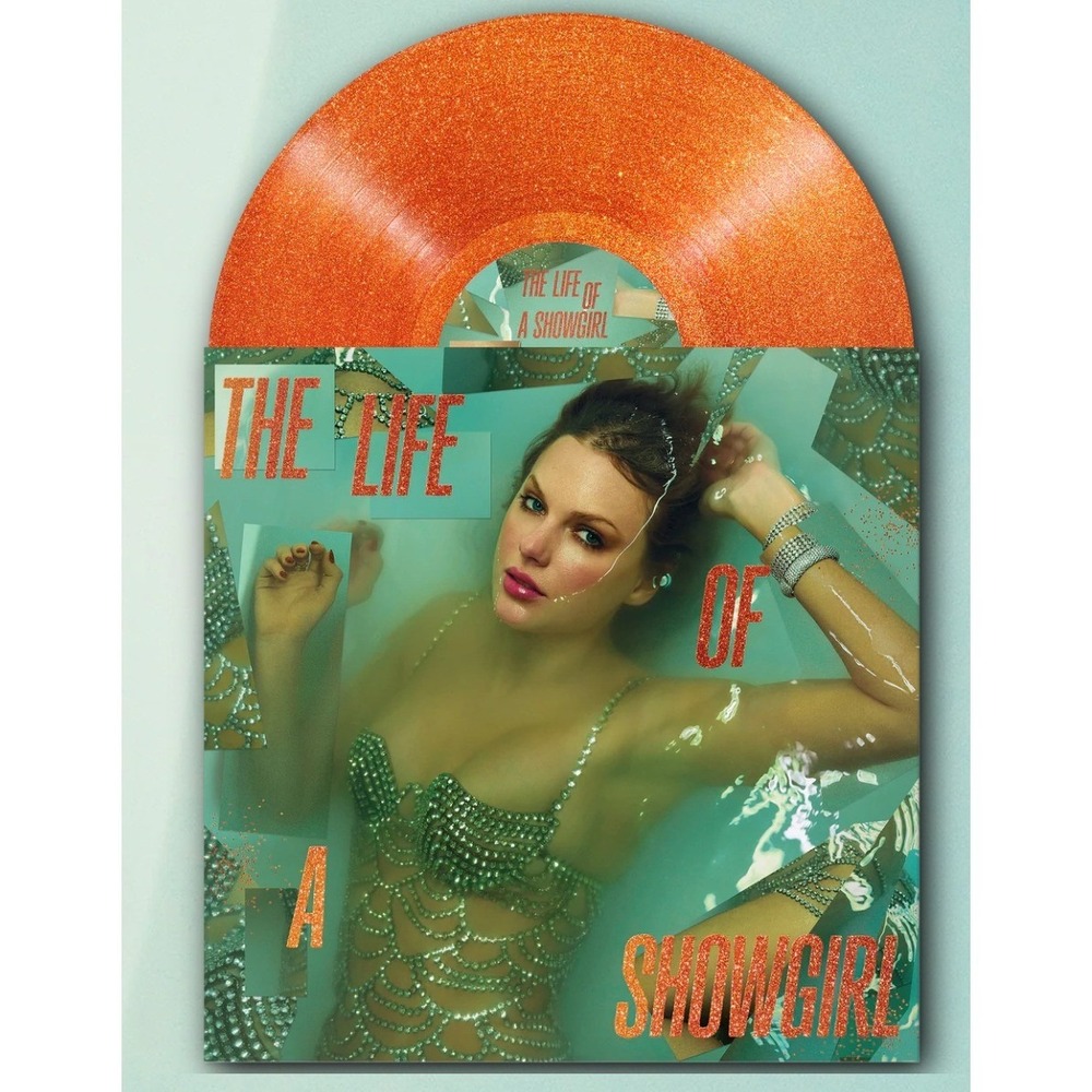 Taylor Swift The Life of a Showgirl Orange Glitter Vinyl Album Collectible NEW